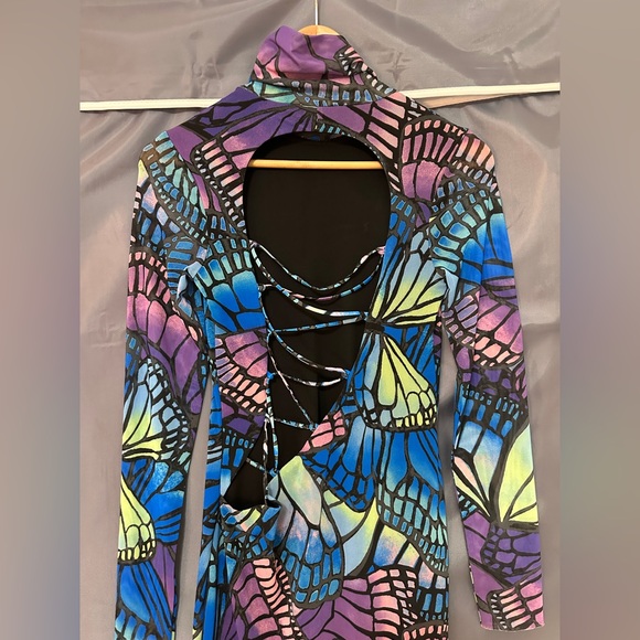 AFRM Justine Velvet Dress in Electric Butterfly, SZ S - Picture 12 of 12